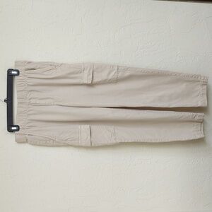 GAP Vintage Beige Elastic Waist Twill Mid Rise Cargo Pants Size Medium
